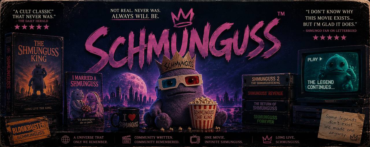 Schmunguss in a lost video store surrounded by VHS tapes